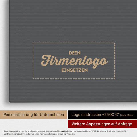Afrika-Karte als Pinn-Leinwand in Dunkelgrau, auf die ein Firmenlogo eingedruckt werden kann und weitere Individualisierungen als Sonderanfertigung vorgenommen werden können