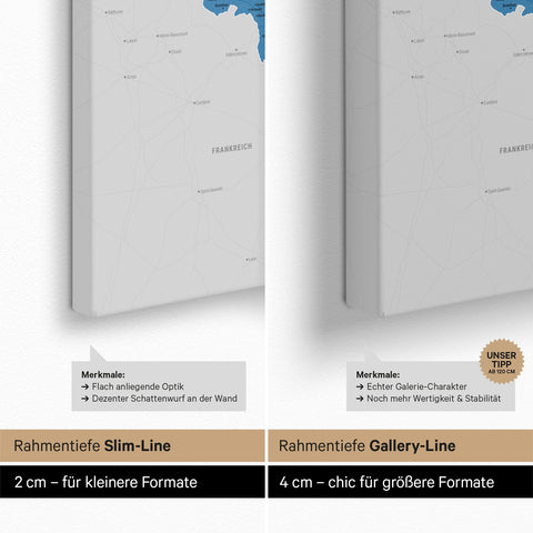 Carte du Benelux à épingles TRAVEL® – Bleu océan