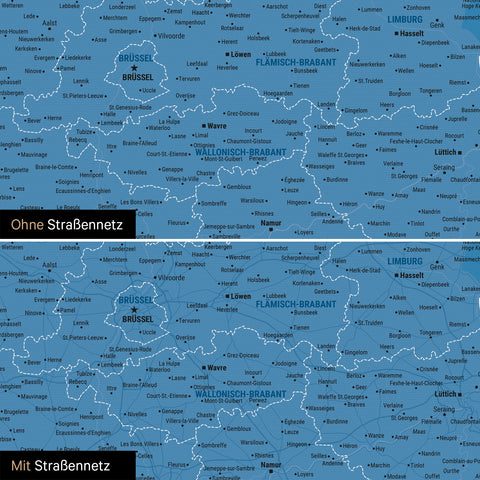 Carte du Benelux à épingles TRAVEL® – Bleu océan