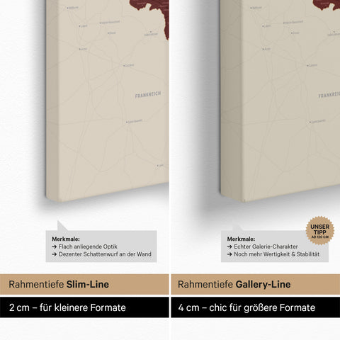 Carte du Benelux à épingles TRAVEL® – Rouge Bordeaux
