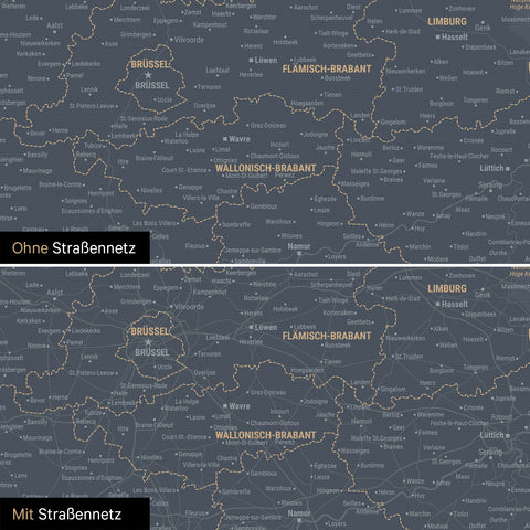 Carte du Benelux à épingles TRAVEL® – Bleu denim