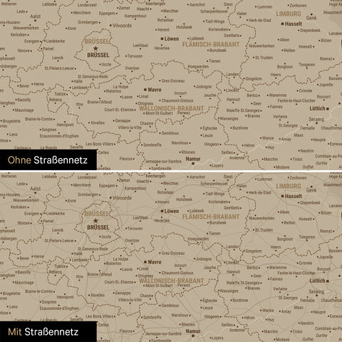 Carte du Benelux à épingles TRAVEL® – Sable désert
