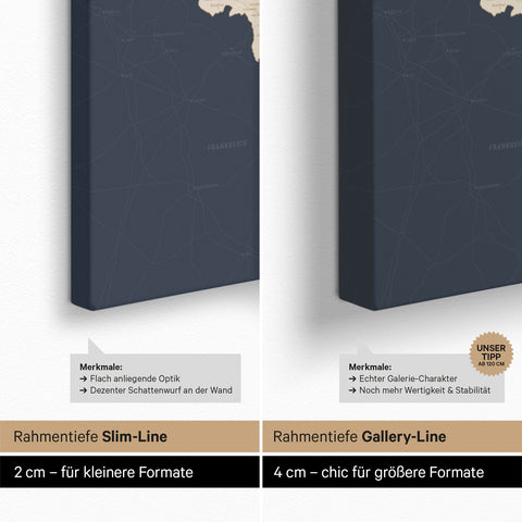 Carte du Benelux à épingles TRAVEL® – Bleu marine Hale