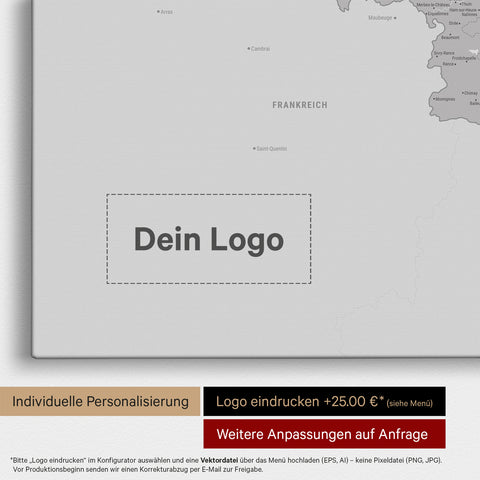Carte du Benelux à épingles TRAVEL® – Gris froid