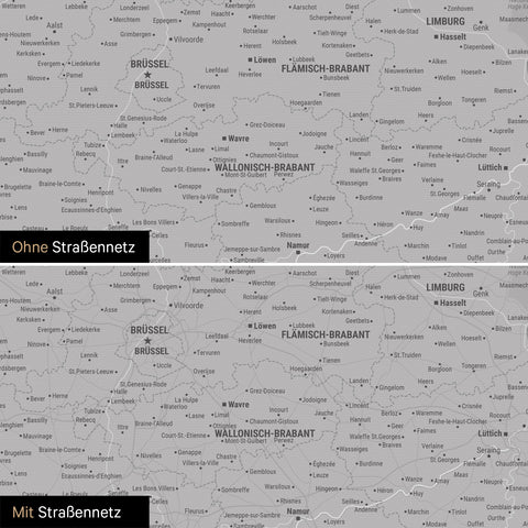 Carte du Benelux à épingles TRAVEL® – Gris froid