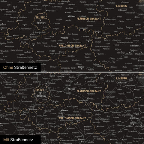 Carte du Benelux à épingles TRAVEL® – Noir clair