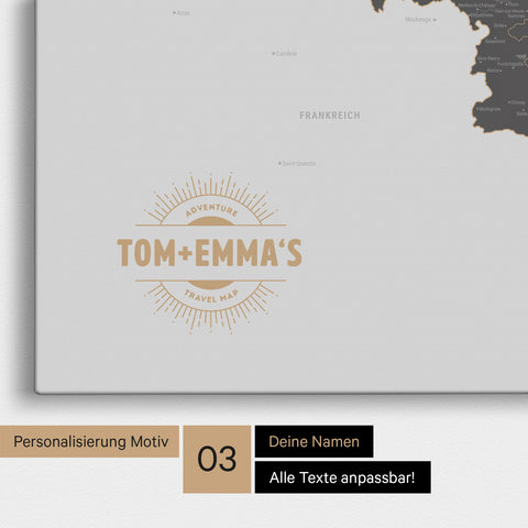 Carte du Benelux à épingles TRAVEL® – Gris clair