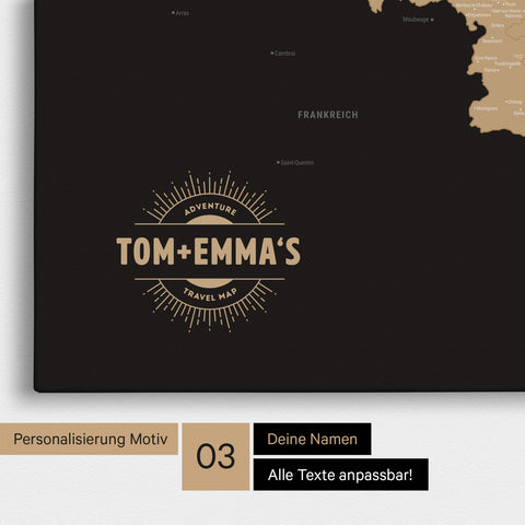 Carte du Benelux à épingles TRAVEL® – Noir Sonar