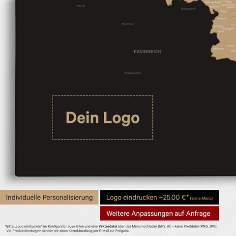 Carte du Benelux à épingles TRAVEL® – Noir Sonar