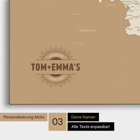 Carte du Benelux à épingles TRAVEL® – Or trésor