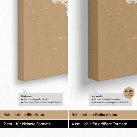 Carte du Benelux à épingles TRAVEL® – Or trésor