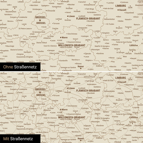 Carte du Benelux à épingles TRAVEL® – Or trésor