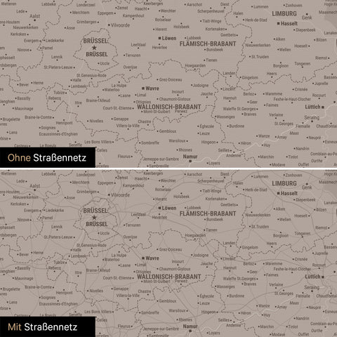 Carte du Benelux à épingles TRAVEL® – Gris chaud