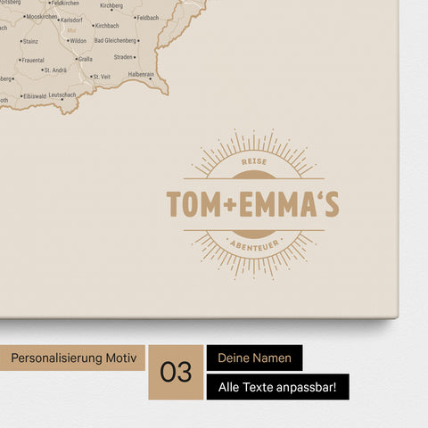Carte DACH à épingles TRAVEL® – Or