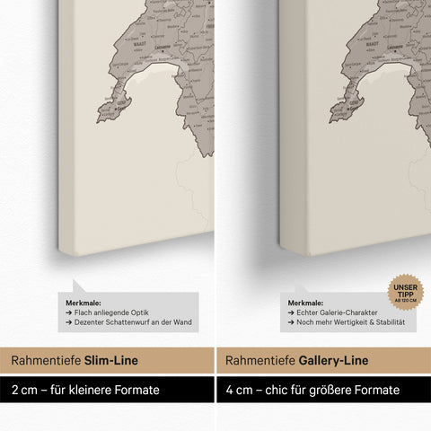 Carte DACH à épingles TRAVEL® – Warmgray (Marron-Gris)