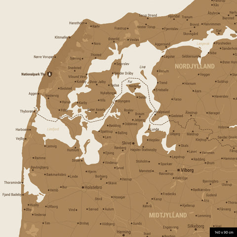 Carte du Danemark à épingles TRAVEL® – Bronze