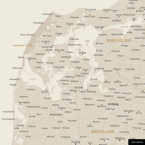 Carte du Danemark à épingles TRAVEL® – Or