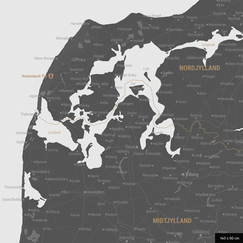 Carte du Danemark à épingles TRAVEL® – Gris clair