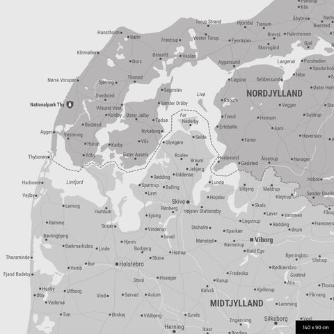 Carte du Danemark à épingles TRAVEL® – Multicolore gris