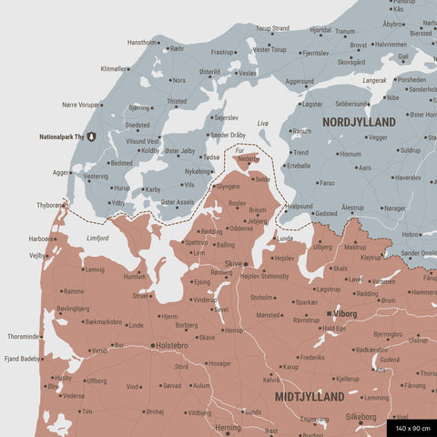 Carte du Danemark à épingles TRAVEL® – Multicolore terre de Sienne