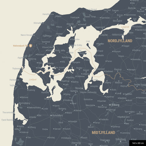 Carte du Danemark à épingles TRAVEL® – Bleu marine clair