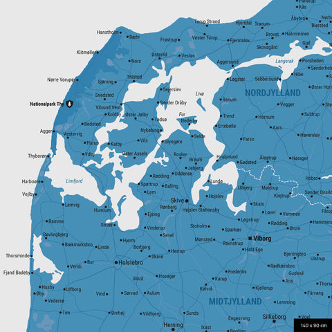 Carte du Danemark à épingles TRAVEL® – Bleu océan