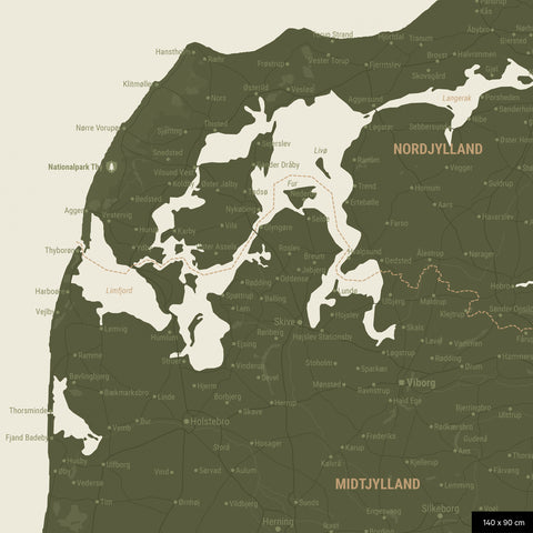 Carte du Danemark à épingles TRAVEL® – Vert olive