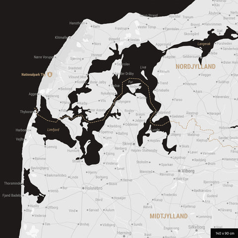 Carte du Danemark à épingles TRAVEL® – Noir profond