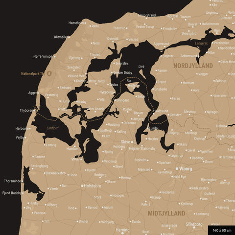 Carte du Danemark à épingles TRAVEL® – Noir sonar