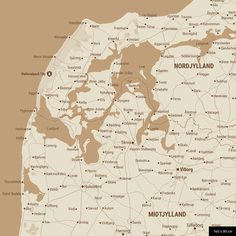 Carte du Danemark à épingles TRAVEL® – Or trésor