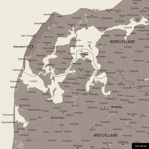 Carte du Danemark à épingles TRAVEL® – Gris chaud