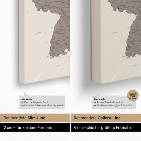 Carte de l’Allemagne à épingles TRAVEL® – Warmgray (Brun-gris)