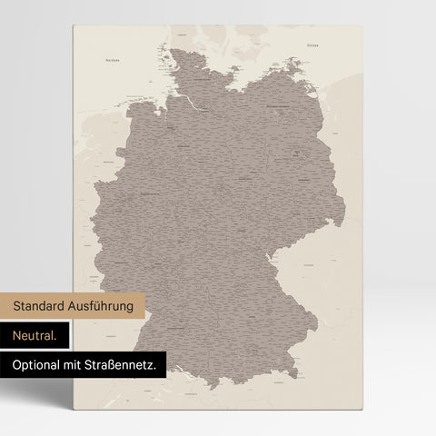 Carte de l’Allemagne à épingles TRAVEL® – Warmgray (Brun-gris)