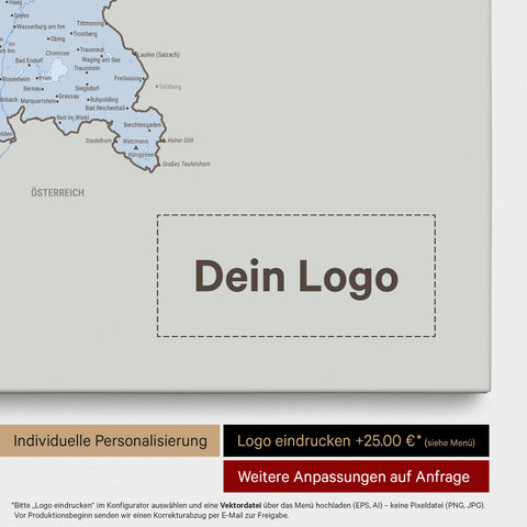 Deutschland-Karte als Pinn-Leinwand in Multicolor Atlas (Politische Karte) mit Eindruck eines Firmenlogos