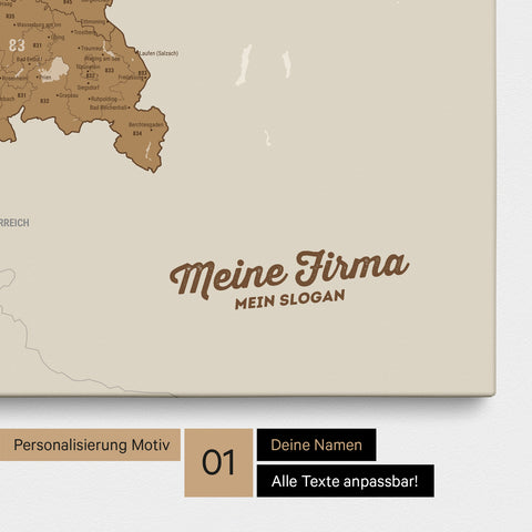 Carte de l’Allemagne PLZ® (zones de codes postaux) à épingles – Bronze