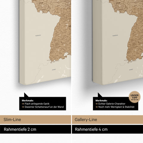 Carte de l’Allemagne PLZ® (zones de codes postaux) à épingles – Bronze