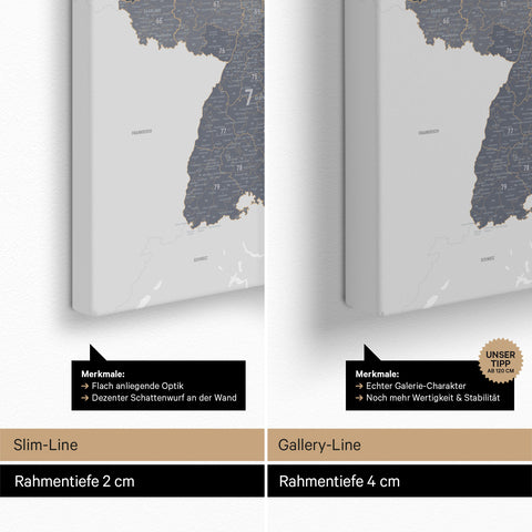 Carte de l’Allemagne PLZ® (zones de codes postaux) à épingles – Bleu Denim