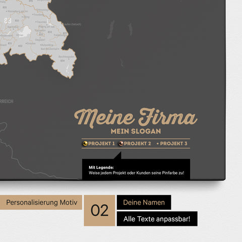 Carte de l’Allemagne PLZ® (zones de codes postaux) à épingles – Gris Foncé
