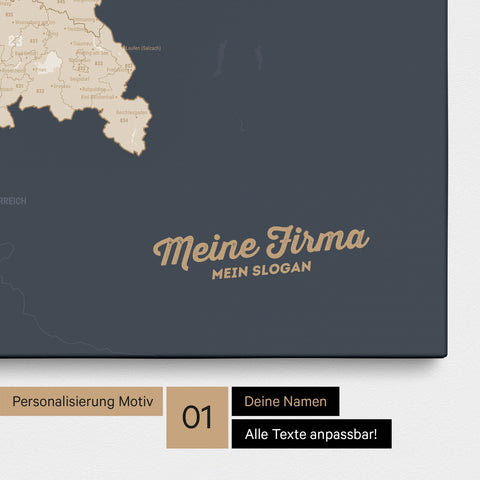 Carte de l’Allemagne PLZ® (zones de codes postaux) à épingles – Bleu Marine Hale