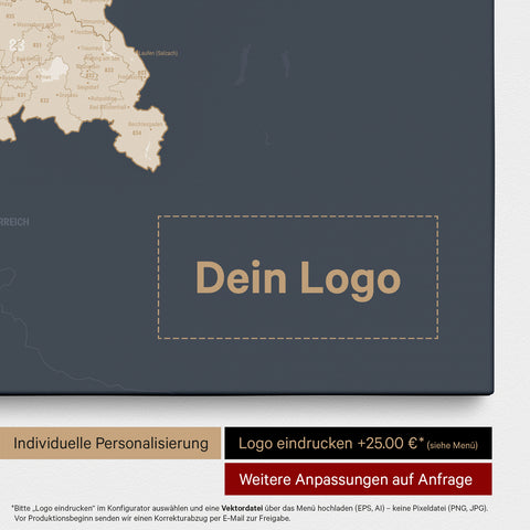 Carte de l’Allemagne PLZ® (zones de codes postaux) à épingles – Bleu Marine Hale