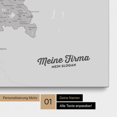 Carte de l’Allemagne PLZ® (zones de codes postaux) à épingles – Gris Froid