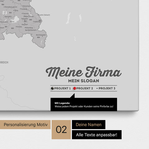 Carte de l’Allemagne PLZ® (zones de codes postaux) à épingles – Gris Froid