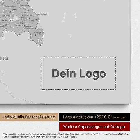 Carte de l’Allemagne PLZ® (zones de codes postaux) à épingles – Gris Froid