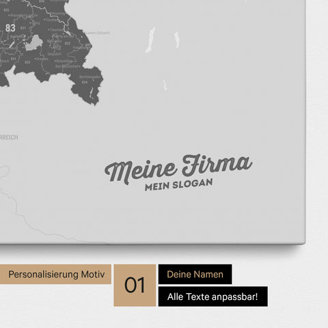 Carte de l’Allemagne PLZ® (zones de codes postaux) à épingles – Gris Clair