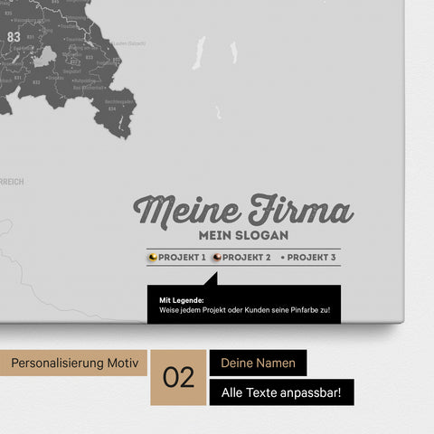 Carte de l’Allemagne PLZ® (zones de codes postaux) à épingles – Gris Clair