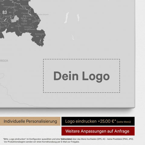 Carte de l’Allemagne PLZ® (zones de codes postaux) à épingles – Gris Clair