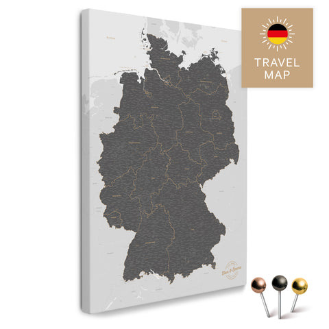 Deutschland-Karte mit Postleitzahlen 1-2-3-stellig in Light Gray als Pinnwand Leinwand zum Pinnen und Markieren kaufen