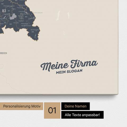 Carte de l’Allemagne PLZ® (zones de codes postaux) à épingles – Bleu Marine Clair
