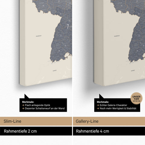 Carte de l’Allemagne PLZ® (zones de codes postaux) à épingles – Bleu Marine Clair