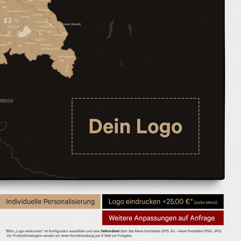 Carte de l’Allemagne PLZ® (zones de codes postaux) à épingles – Noir Sonar